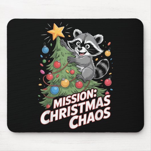 Grappige Wasbeer Kerstmis Trash Panda Xmas Muismat (Voorkant)