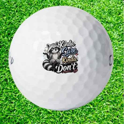 Grappige Wasbeer Kinda Care Kinda Don't Golfballen