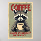 Grappige wasbeer koffie kunst poster (Voorkant)
