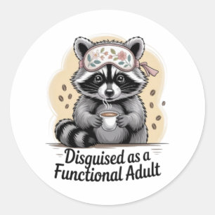 Grappige Wasbeer Koffie Sticker Functionele Volwas