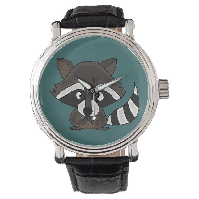 Grappige wasbeer kunst horloge (Voorkant)