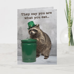 Grappige Wasbeer Leprechaun Feestkaart Kaart