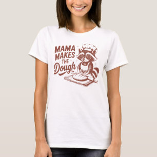 Grappige wasbeer Mama maakt het deeg bakken T-shirt
