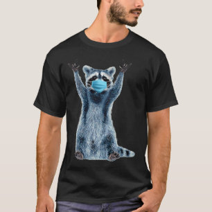 Grappige wasbeer Medisch blauwe gezichtsmasker T-shirt