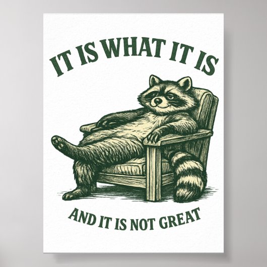 Grappige Wasbeer Meme Printbare Digitale Download Poster (Voorkant)