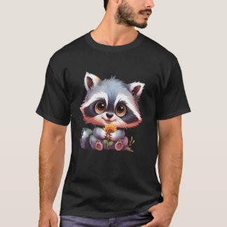 Grappige Wasbeer met Zonnebloem Cute Bloem Moeder T-shirt