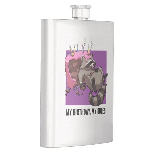 Grappige wasbeer mijn verjaardag mijn regels taart flacon (Rechts)