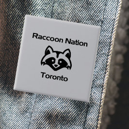 Grappige Wasbeer Natie Toronto Licht-Monotoon Vierkante Button 5,1 Cm