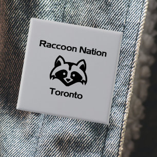 Grappige Wasbeer Natie Toronto Licht-Monotoon Vierkante Button 5,1 Cm