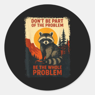 Grappige Wasbeer Natuur Wilde Dieren Buiten Grafis Ronde Sticker