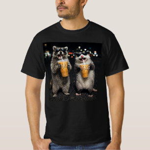 Grappige Wasbeer Opossum Die IJskoude Koffie Drink T-shirt
