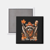 Grappige wasbeer pompoen herfst koffie tis het sei magneet (Voorkant / Achterkant)