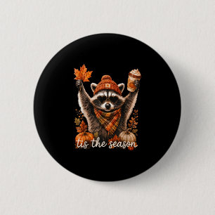 Grappige wasbeer pompoen herfst koffie tis het sei ronde button 5,7 cm