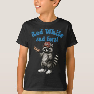 Grappige wasbeer Red White en Feral USA 4 juli T-shirt