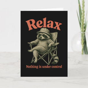 Grappige Wasbeer Relaxeert Niets Is Onder Controle Kaart