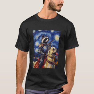 Grappige Wasbeer Ridder Sterrennacht Fantasie Krij T-shirt