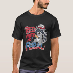 Grappige wasbeer rood wit en wilde patriottische U T-shirt