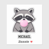 Grappige Wasbeer Roze Kauwgom Bel Aangepast Sticker (Vel)