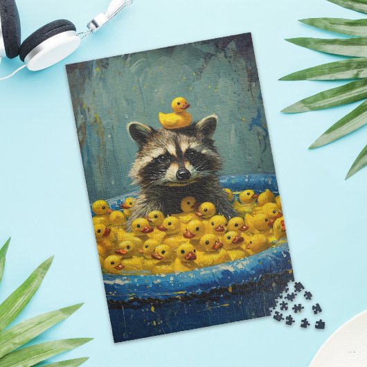 Grappige Wasbeer Rubberen Eend Zwembad Legpuzzel