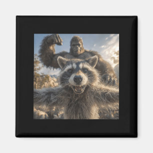Grappige wasbeer selfie met Bigfoot grappige Sasqu Magneet