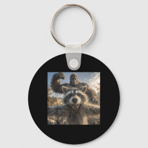 Grappige wasbeer selfie met Bigfoot grappige Sasqu Sleutelhanger