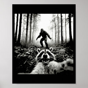 Grappige wasbeer selfie met Sasquatch Bigfoot Poster