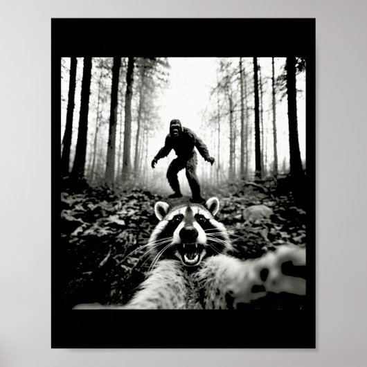 Grappige wasbeer selfie met Sasquatch Bigfoot Poster (Voorkant)