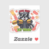 Grappige Wasbeer ‘Snel Leven, Afval Eten’ Sticker (Vel)