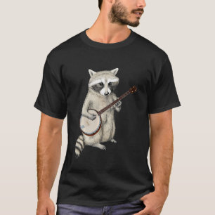 Grappige wasbeer spelen banjo gitaar retro racoon t-shirt