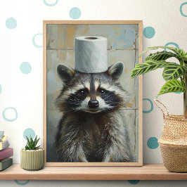 Grappige Wasbeer Toiletpapier Poster