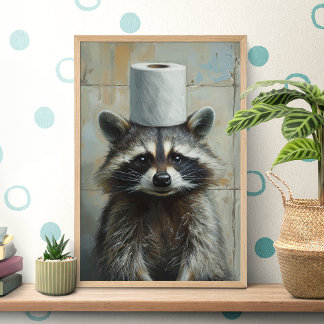 Grappige Wasbeer Toiletpapier Poster