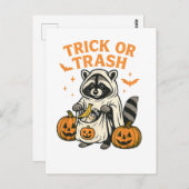 Grappige Wasbeer Trick or Trash Halloween Briefkaart (Voorkant / Achterkant)