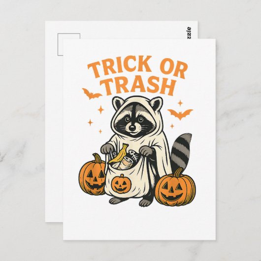 Grappige Wasbeer Trick or Trash Halloween Briefkaart (Voorkant / Achterkant)