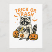 Grappige Wasbeer Trick or Trash Halloween Briefkaart (Voorkant)