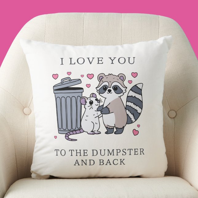 Grappige Wasbeer Valentijnsdag Kussen (Funny Raccoon Valentines Day Throw Pillow
)