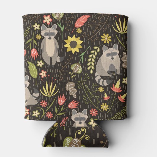 Grappige wasberen  illustratiepatroon blikjeskoeler (Achterkant)