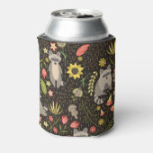 Grappige wasberen  illustratiepatroon blikjeskoeler (Blikje Achterkant)