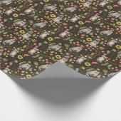 Grappige wasberen  illustratiepatroon cadeaupapier (Hoek)