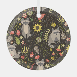 Grappige wasberen  illustratiepatroon glas ornament