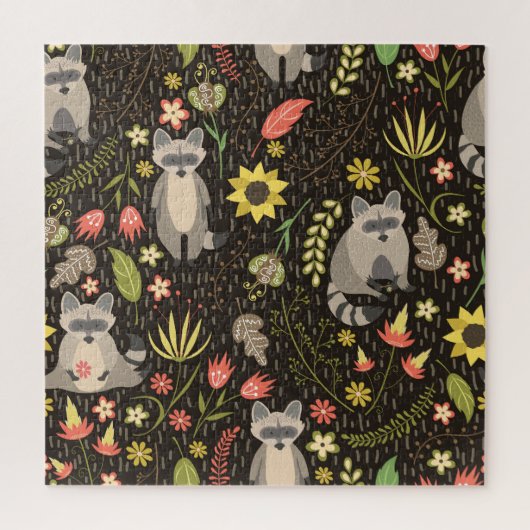 Grappige wasberen  illustratiepatroon legpuzzel (Verticaal)