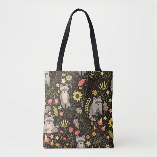 Grappige wasberen illustratiepatroon tote bag (Voorkant)