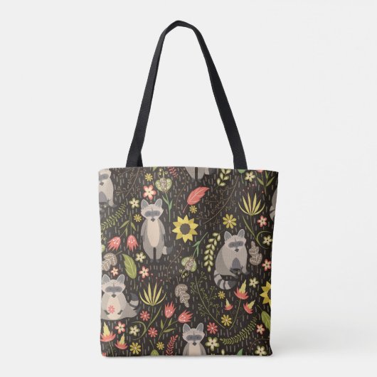 Grappige wasberen  illustratiepatroon tote bag (Achterkant)