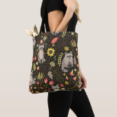 Grappige wasberen illustratiepatroon tote bag (Dichtbij)