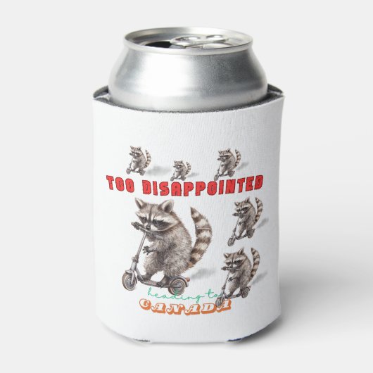 Grappige wasberen scooter, te teleurgesteld blikjeskoeler (Blikje Voorkant)