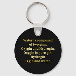 Grappige water- en gin-grap sleutelhanger