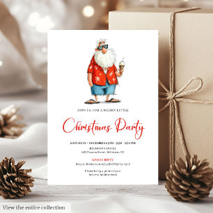 Grappige Watercolor Kerstman Grappige Kerst Uitnod Kaart