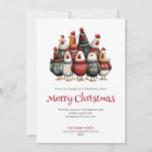Grappige Watercolor Kippen Kerstkaart (Voorkant)