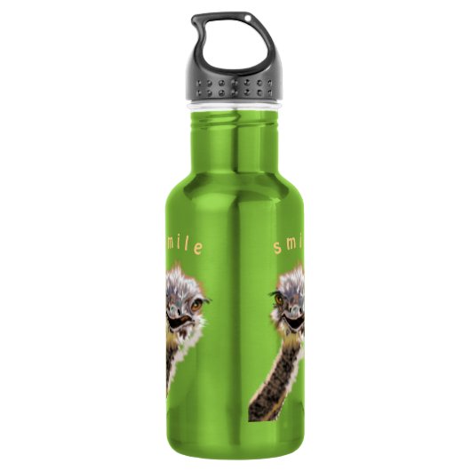 Grappige Waterfles met Gelukkige Struisvogel - Gli Waterfles (Achterkant)