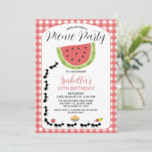 Grappige watermeloen mieren picknick verjaardag ui kaart (Staand voorkant)