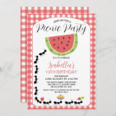 Grappige watermeloen mieren picknick verjaardag ui kaart (Voorkant / Achterkant)